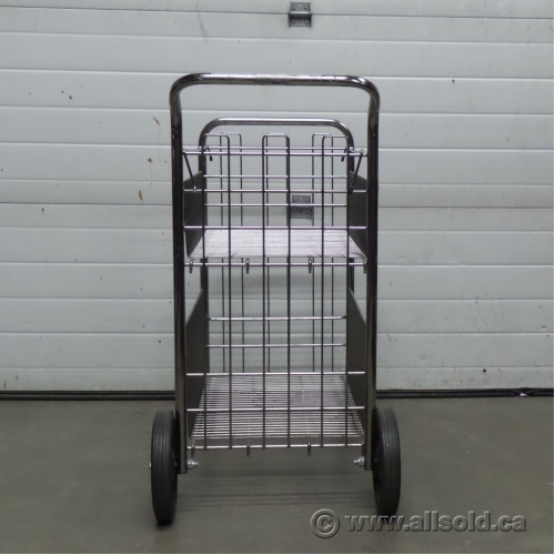 Metal 2Tier Double Basket Rolling Wire File Mail Cart, 37 x 18